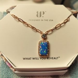Rbp6593 azure blue fire opal rose gold plating october collection see me now